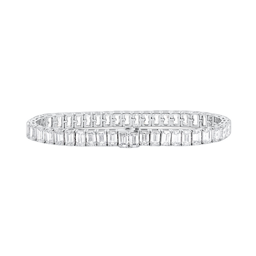 A bracelet made of small, clear diamonds arranged in a repeating pattern.