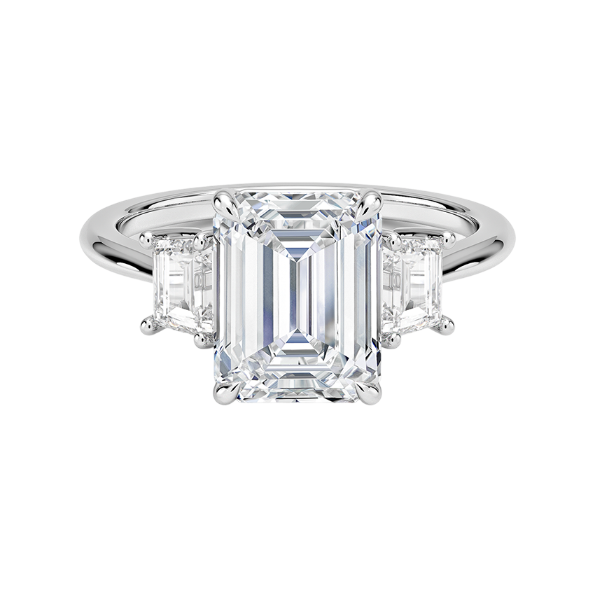 A beautiful engagement ring with a large, brilliant-cut diamond set in a silver band.